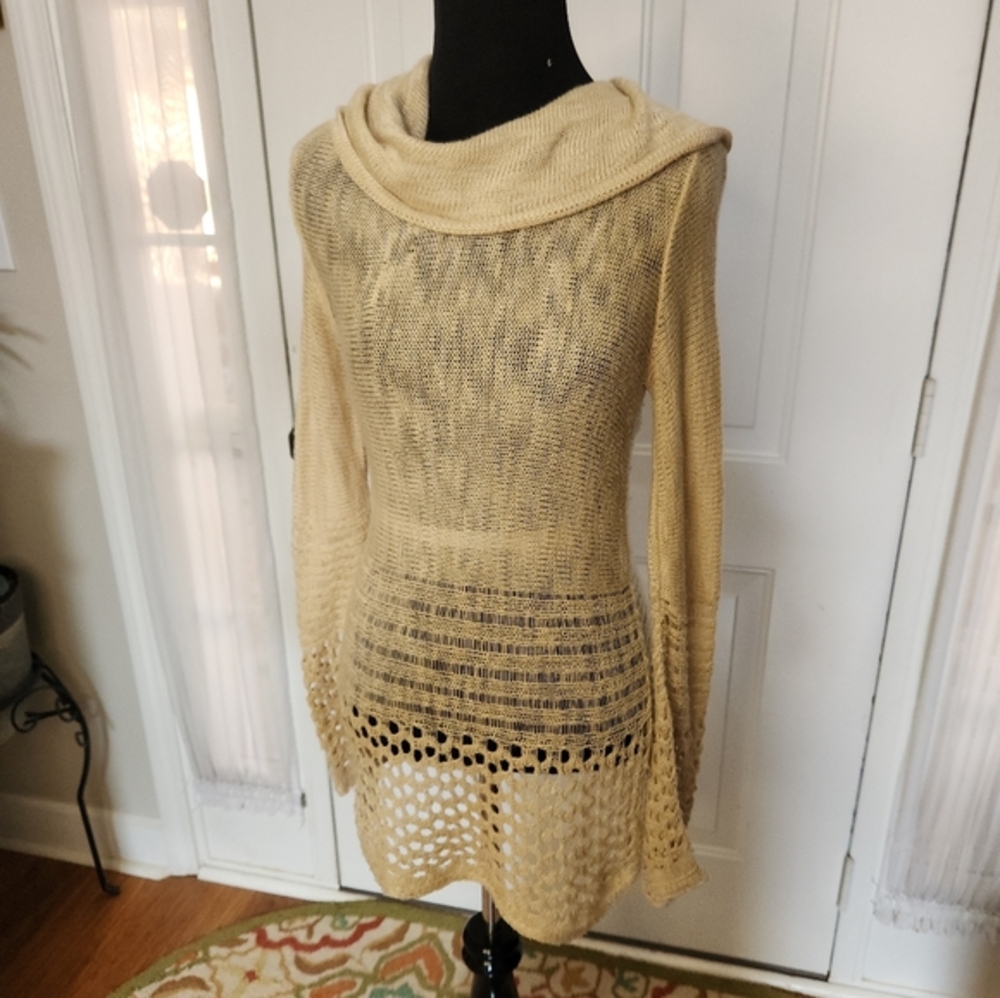 Vintage 1990's Sweet n Sinful Cowl Neck Crochet Lace Sweater  Size‎ Small